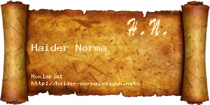 Haider Norma névjegykártya
